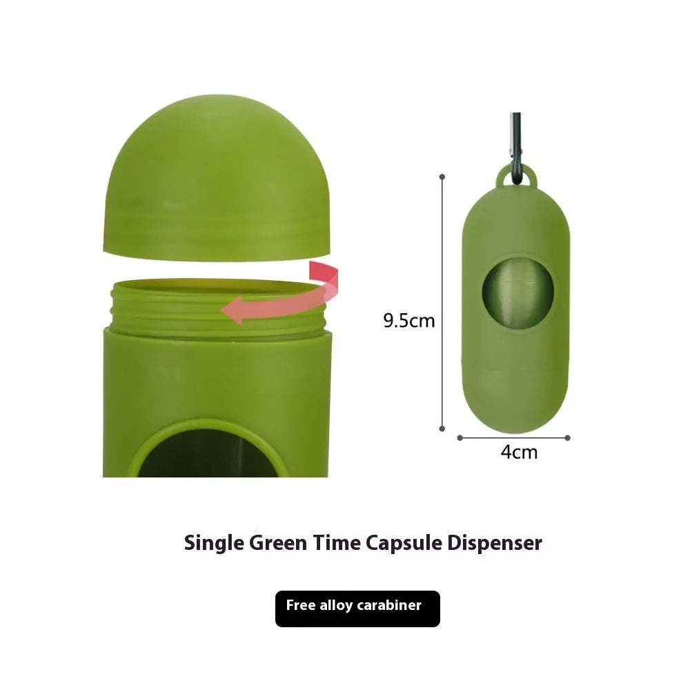 Roll of EPI degradable, thickened pet waste bags in green, shown with a lavender scent or unscented label option.
