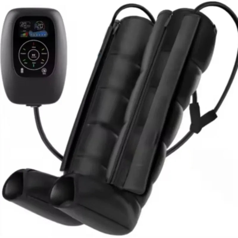 Air wave compression leg arm waist massager set with remote control and adjustable cuffs