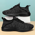 Women's breathable flyknit casual sneaker in black with lace-up front and low-top design