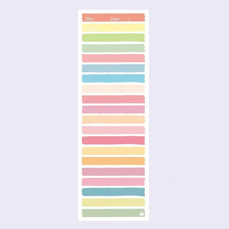Plastic student notepad with colourful cartoon cover showing A5 sticky note sheets