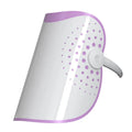White and purple photon IPL beauty mask device body made of ABS and silicone measuring 222x150x110mm