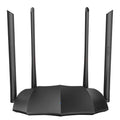 AC8 dual-band wireless gigabit router with compact black design on a desk.