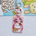 Lucky Cat Tens of Thousands cartoon design plastic card sleeve with matching ferrule pendant.
