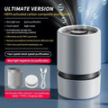 White EJ-JHQ101 desktop USB air purifier with simple style on a desk.