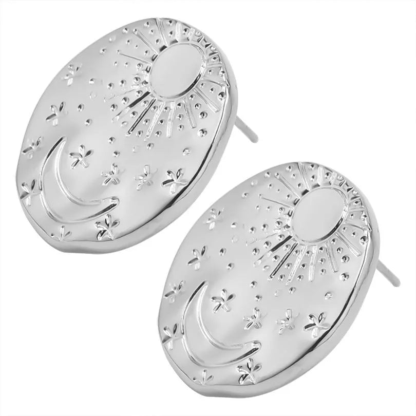 304 stainless steel geometric shell ear studs in gold and silver finish options