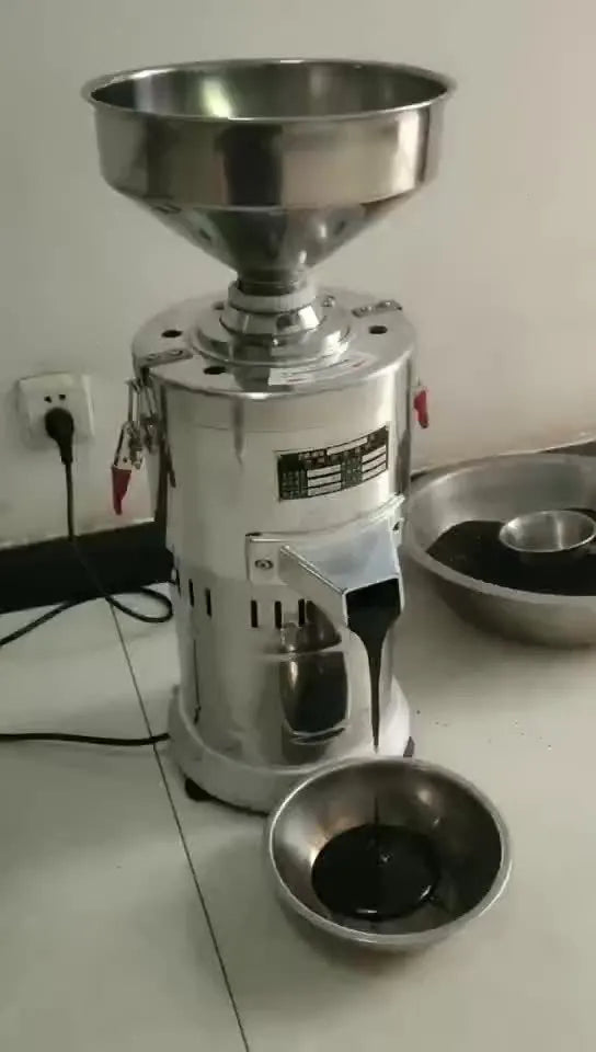 Electric sesame paste grinding machine with stainless steel construction and 100mm grinding wheel
