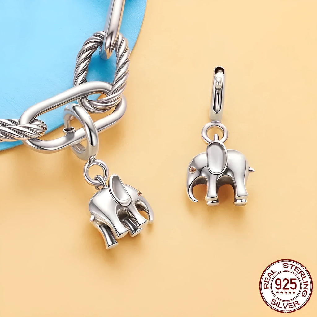 S925 sterling silver elephant pendant with opening and closing buckle, 2.1cm by 1.0cm, 0.45cm aperture