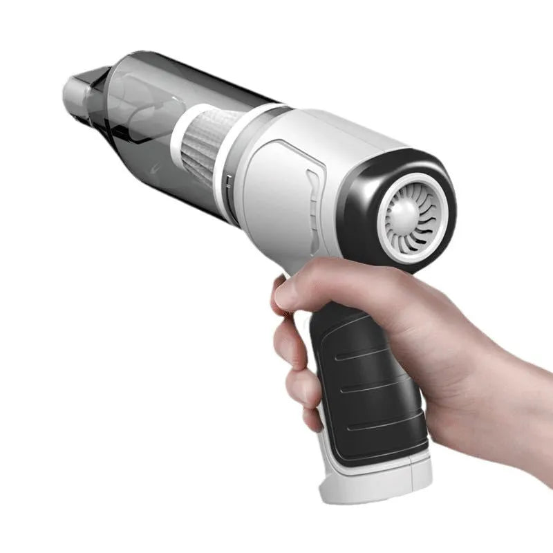 Brushless gold style three-in-one cordless car vacuum cleaner with wireless charging dock.