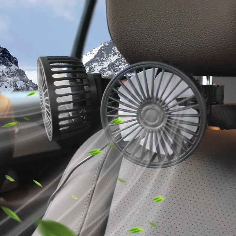 Black car USB rear electric fan with single head and universal vehicle fit