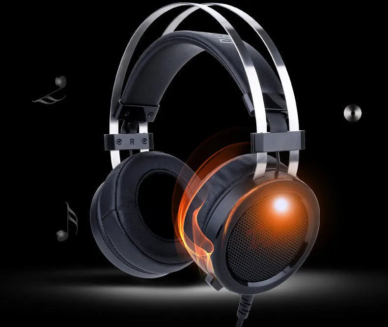 Black wired gaming headset with 3.5mm jack and 2 metre cable for computer use