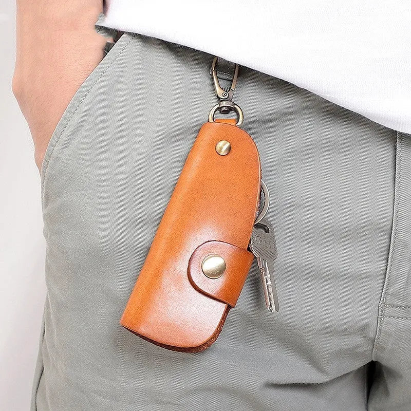 Genuine leather car key case with multifunctional door in four colour options