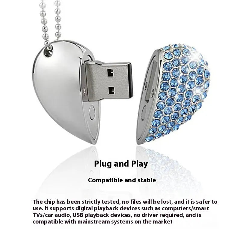 Creative heart-shaped brick-pattern USB flash drive with metal shell in various colours.