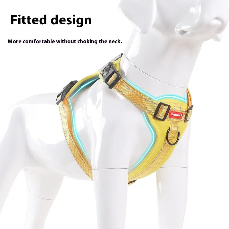 Adjustable dog chest harness and leash set in multiple colours and sizes