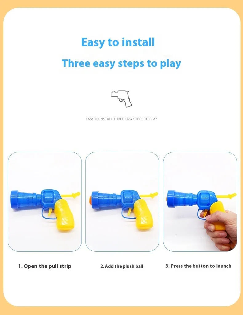 30cm pet toy launcher gun with soft plush yarn balls for interactive dog and cat play