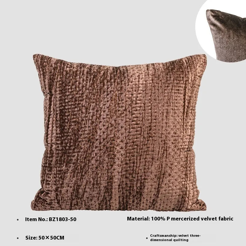 Chinese style quilted cushion pillows in mercerised velvet with feather velvet filler