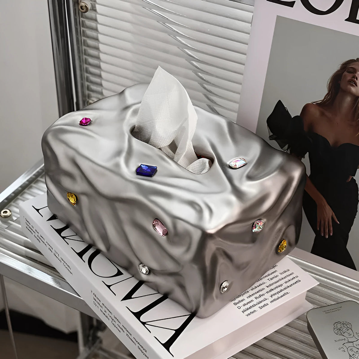 Ceramic tissue box in matte coconut milk white finish with light luxury styling