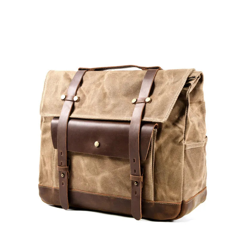 Camel Bag Knight retro cotton messenger bag for motorcycle helmets in Army Green