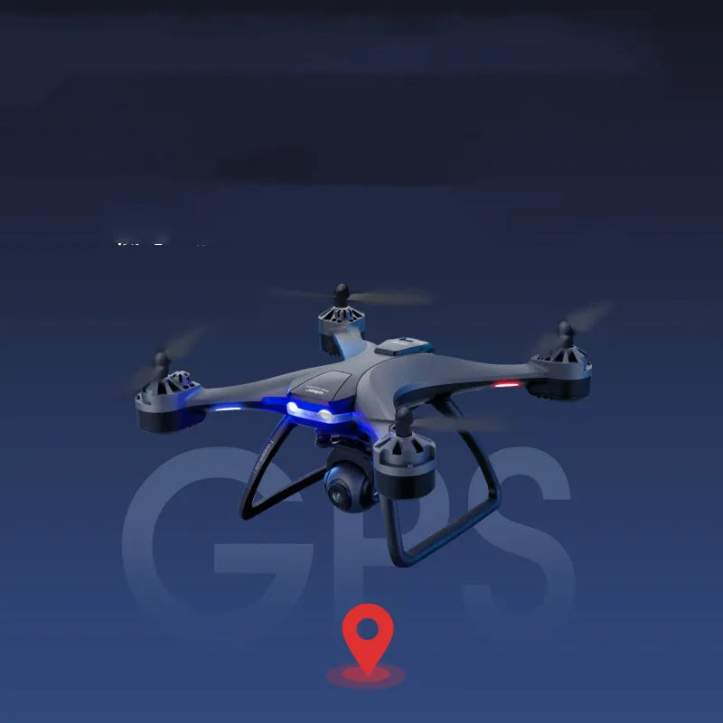 Plastic quadrocopter drone with remote controller and accessories including spare blades
