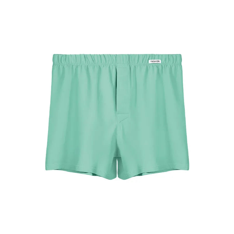 Men's loose-fitting cotton boxer shorts in solid colours with mid waist design
