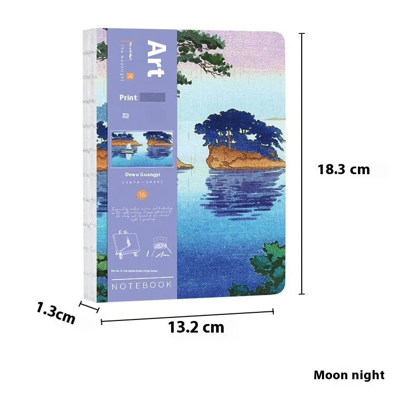 Ukiyo-e Kanagawa wave design hand ledger notebook showing traditional Japanese artwork cover
