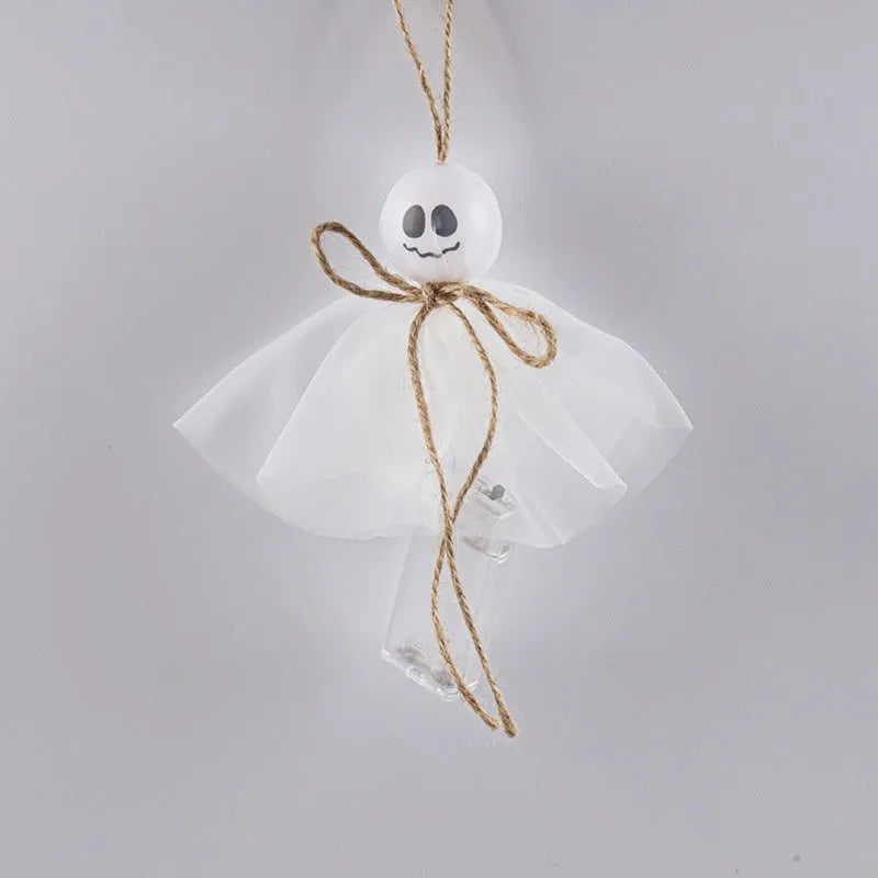 Halloween ghost LED lighting chain with battery box and colourful ghost-themed lights