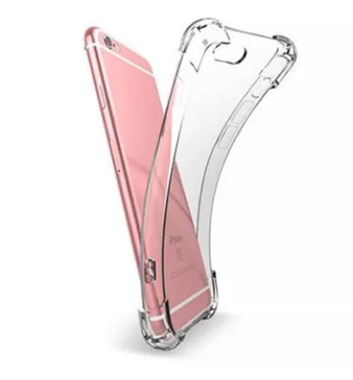Clear transparent TPU shockproof case for iPhone on a table
