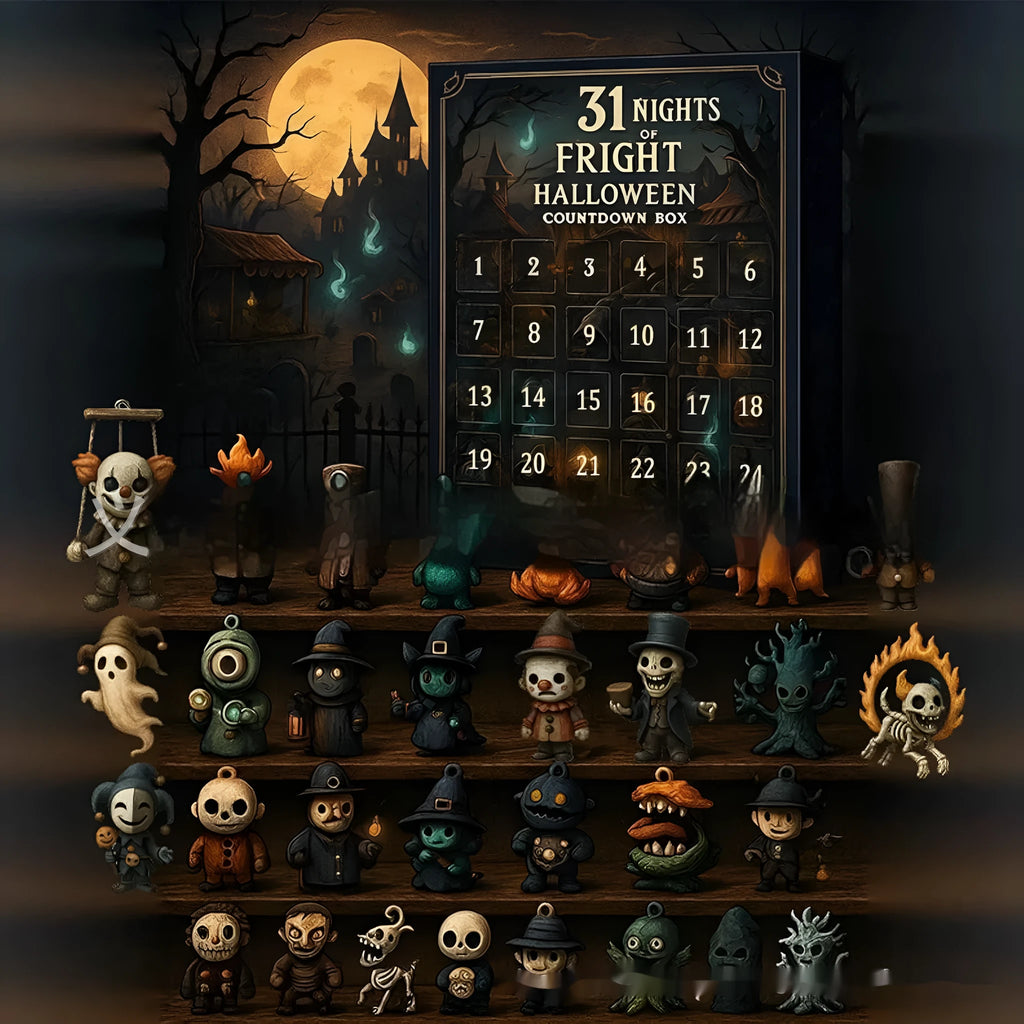Halloween countdown blind box advent calendar with 31 resin horror dolls for daily reveals