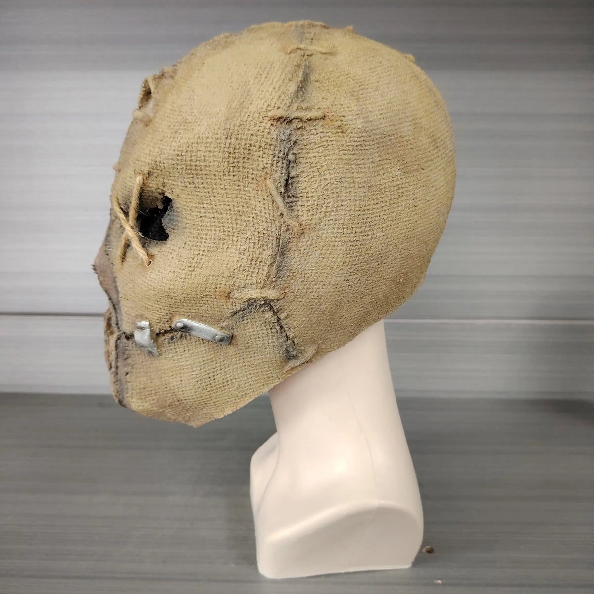 Scar skull latex horror mask head cover for Halloween costume showing 31cm height measurement