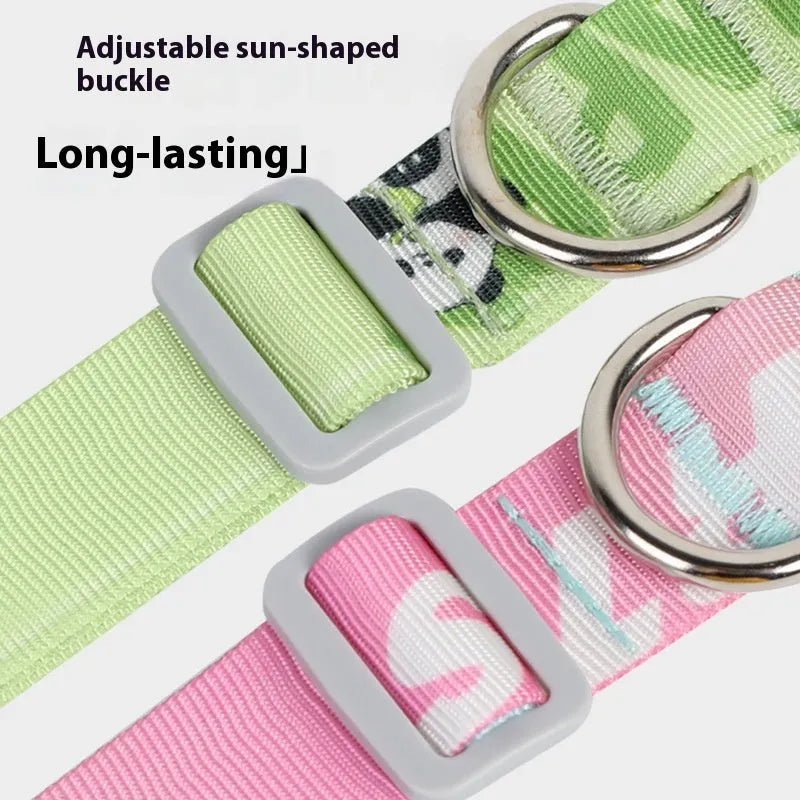 Cartoon gradient pattern adjustable dog collar in nylon with size options for pets 2-10kg