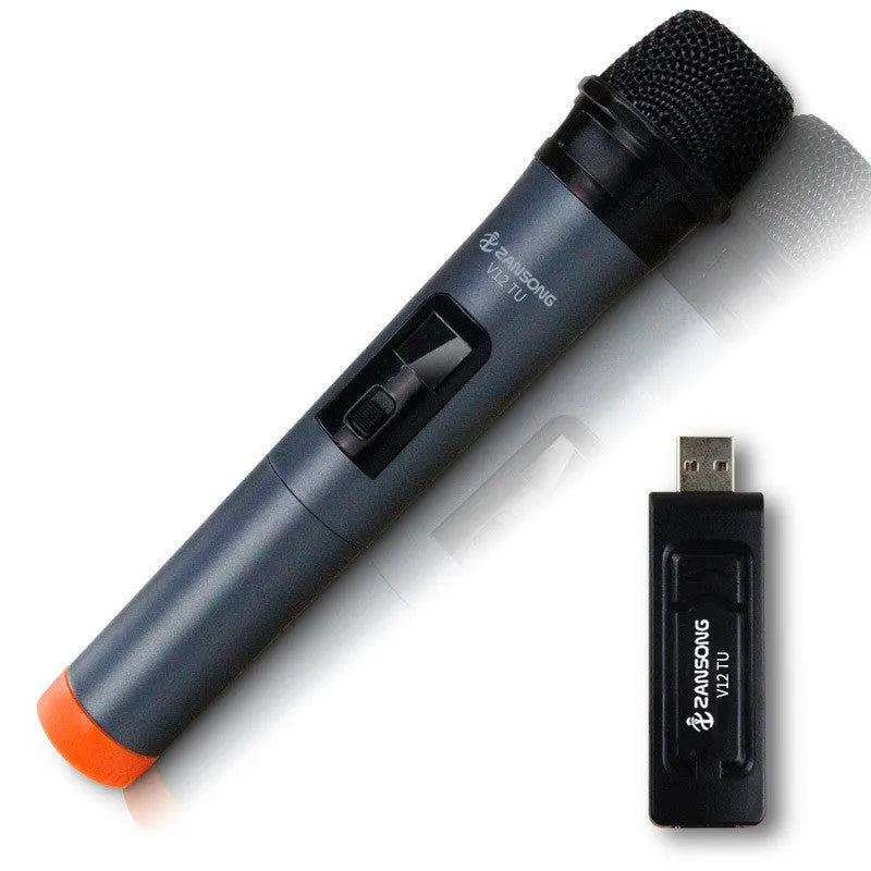 ZANSONG V12 black dynamic handheld microphone with USB receiver and audio cable