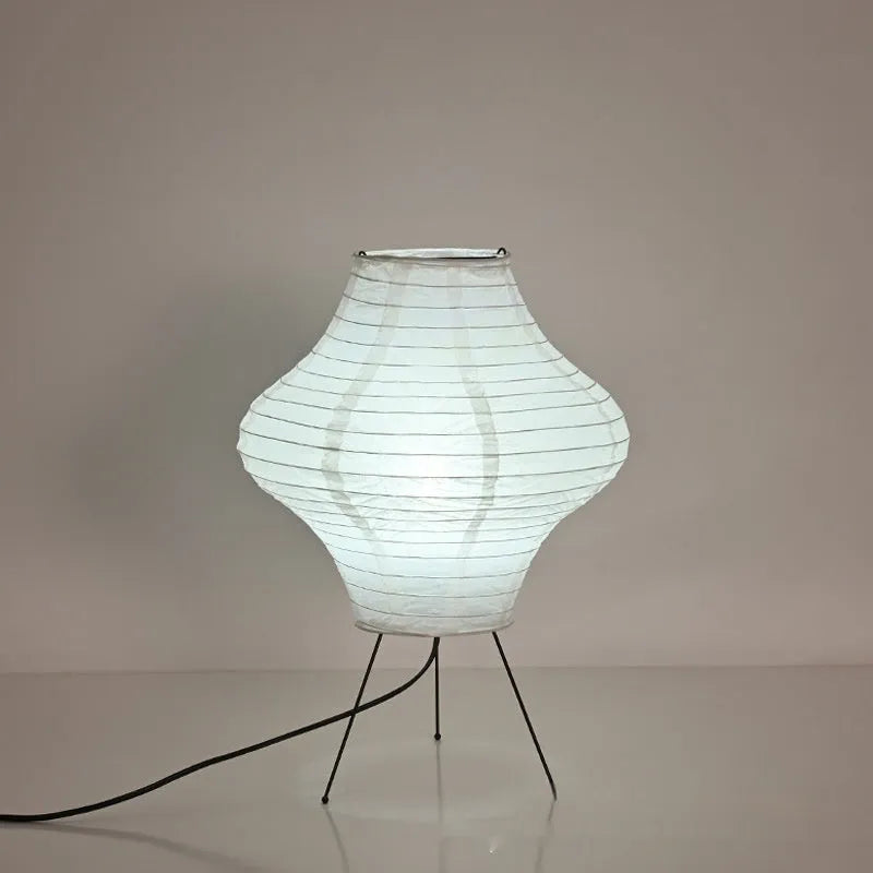 Japanese style cylindrical table lamp with Xuan paper shade and three-colour lighting option