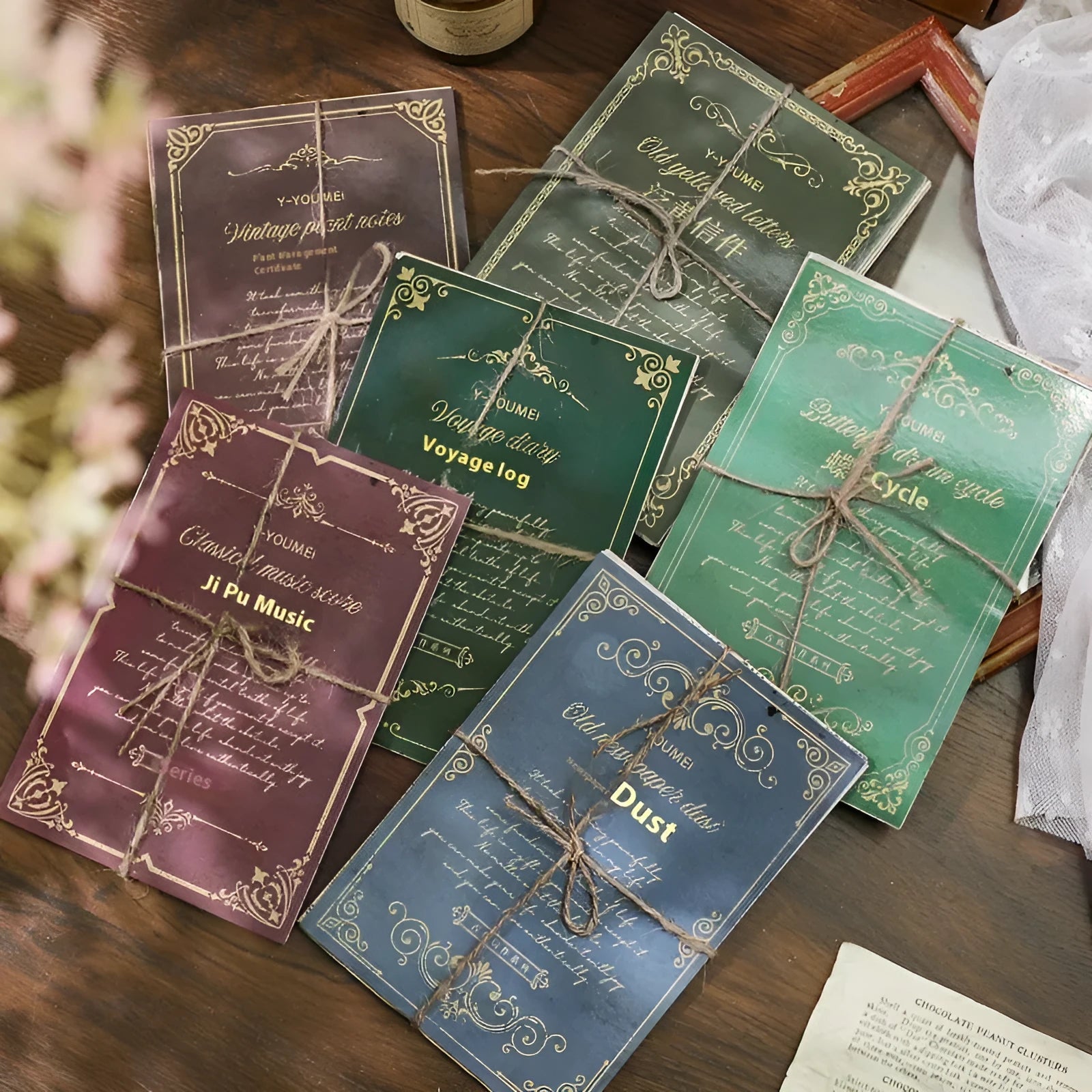 Printed retro style paper letter decoration in classical literary notebook design