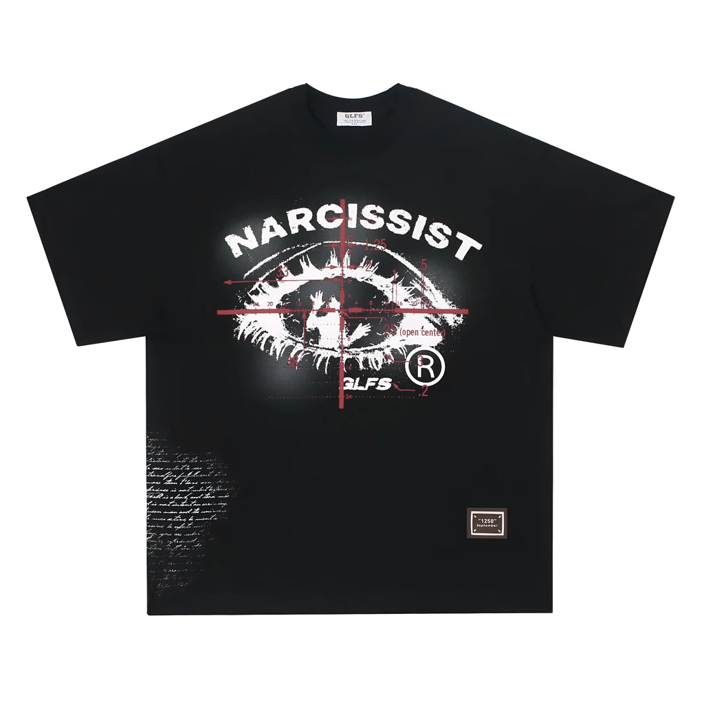 Black and white American retro hip hop gothic T-shirt with letter designs, pure cotton, short sleeves