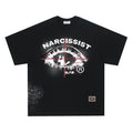 Black and white American retro hip hop gothic T-shirt with letter designs, pure cotton, short sleeves