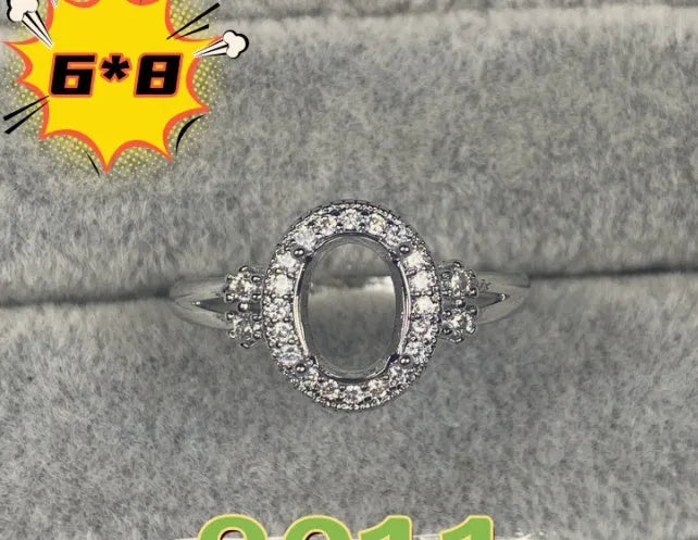 Oval denier ring with open mouth design, five-pointed star ornament, and 6*8mm stone