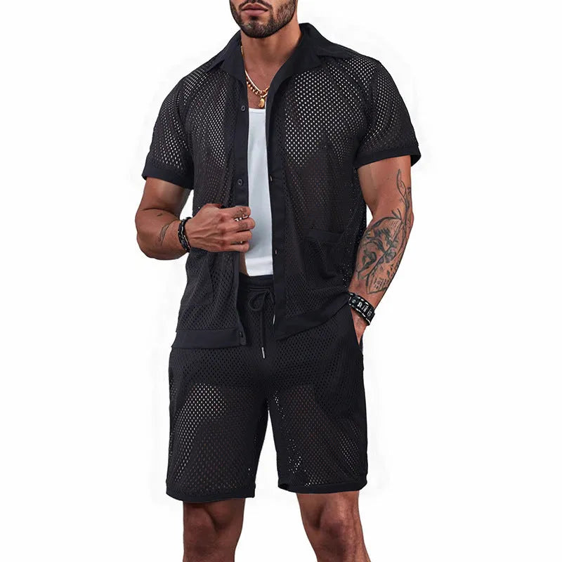 Beach Hawaii see-through dress and shorts set in thin fabric with short sleeve cardigan