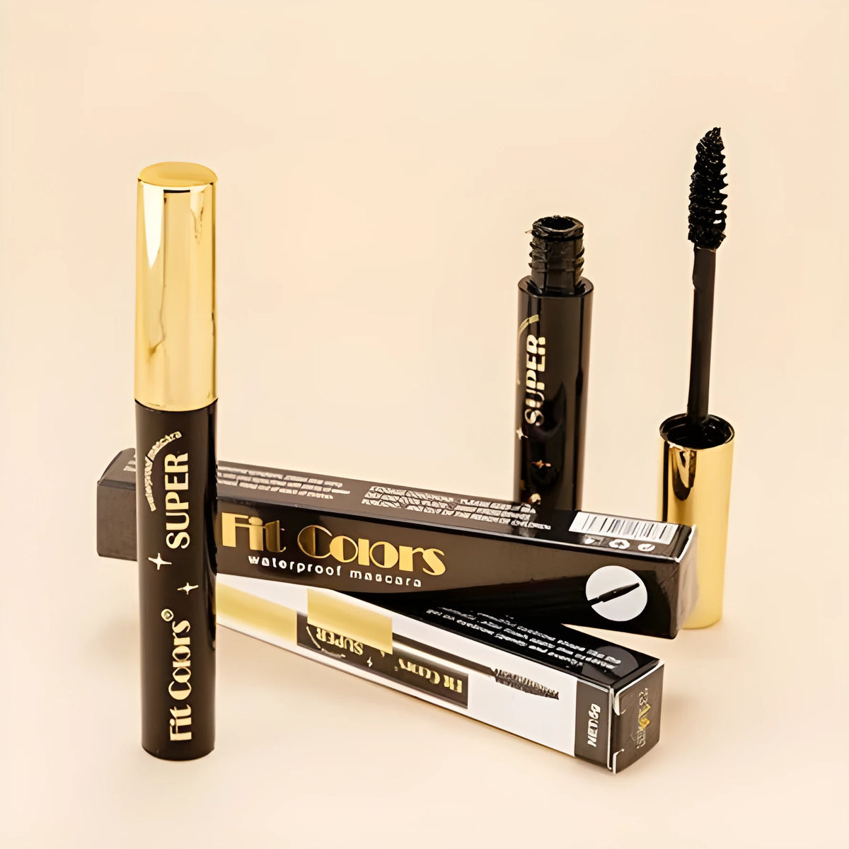 Colourful mascara tube displaying vibrant shades for dramatic Christmas and stage eye makeup