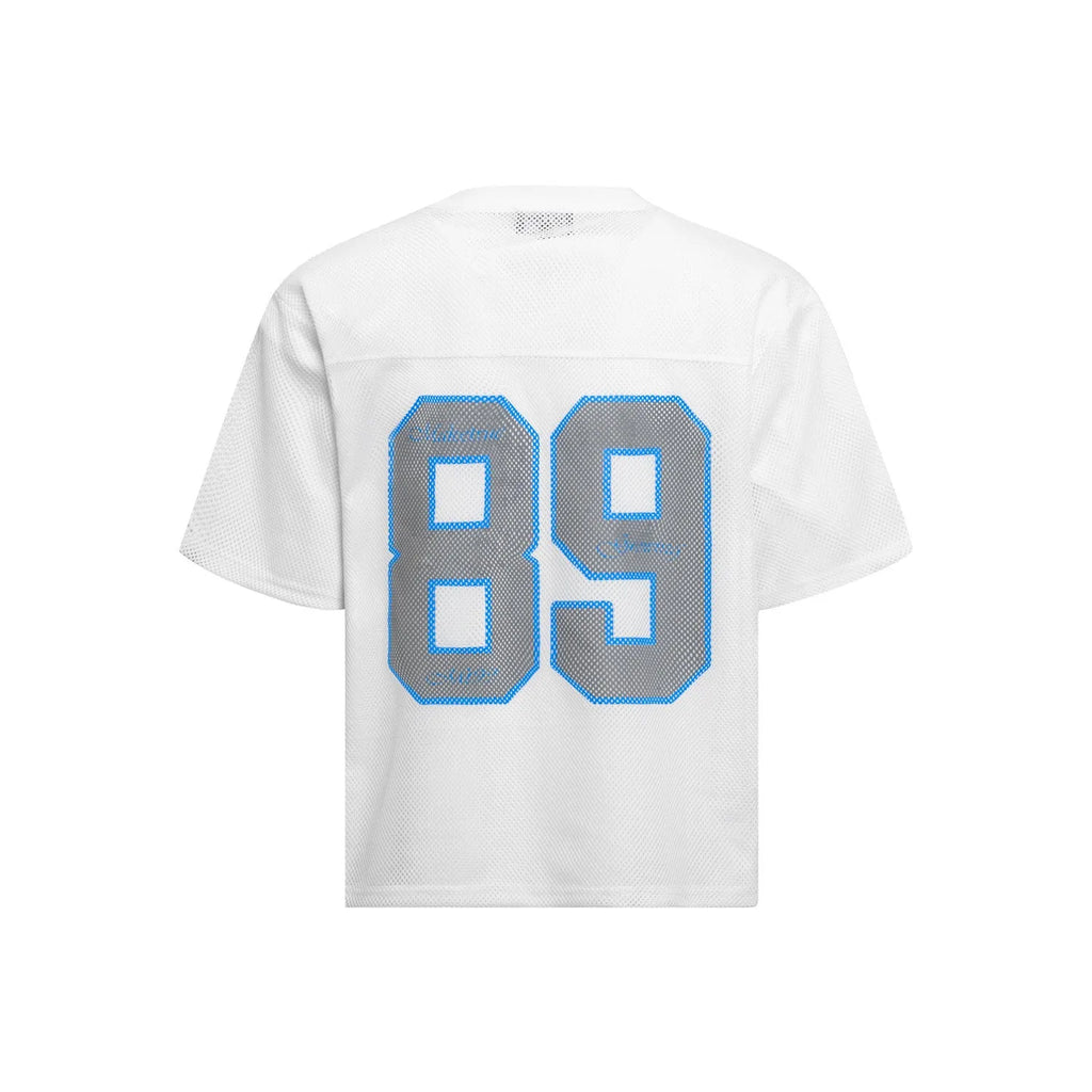 Loose-fit black and white t-shirt for alphanumeric printing with polyester blend fabric and regular sleeves