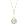 Gold titanium steel necklace with a geometric six-pointed star pendant on an O-ring chain.