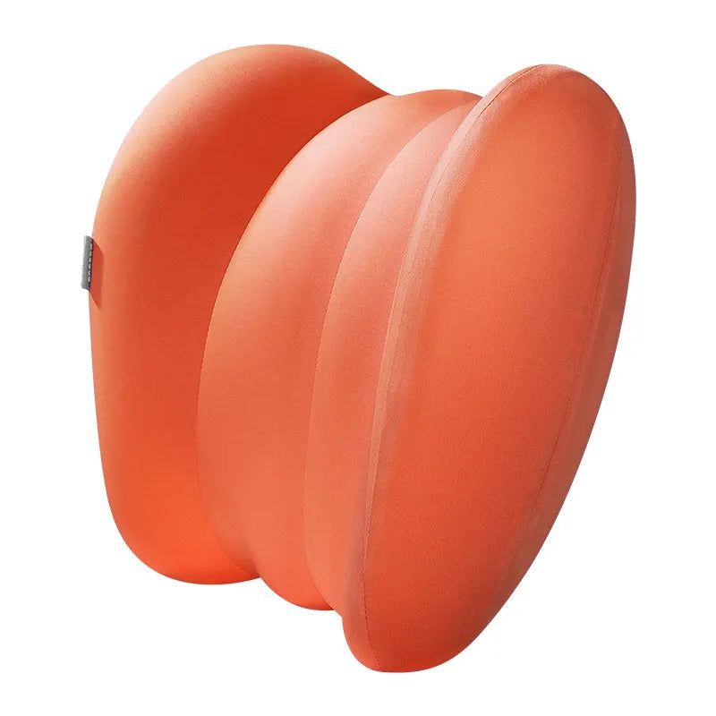 Grey and orange car head pillow and lumbar support set with memory foam interior