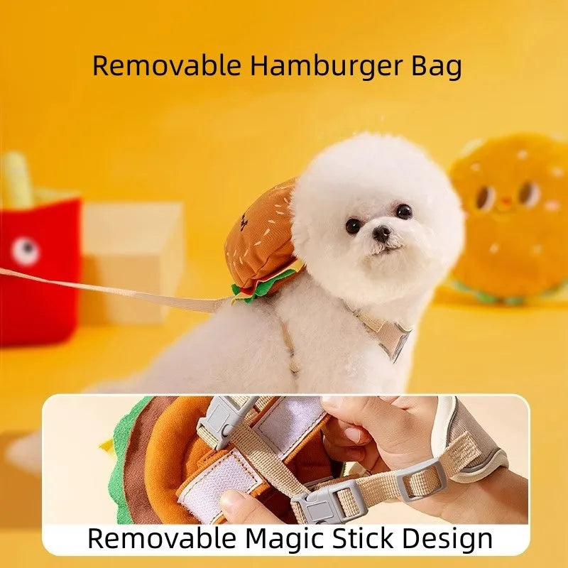 Cartoon hamburger design adjustable escape-proof vest leash for a dog