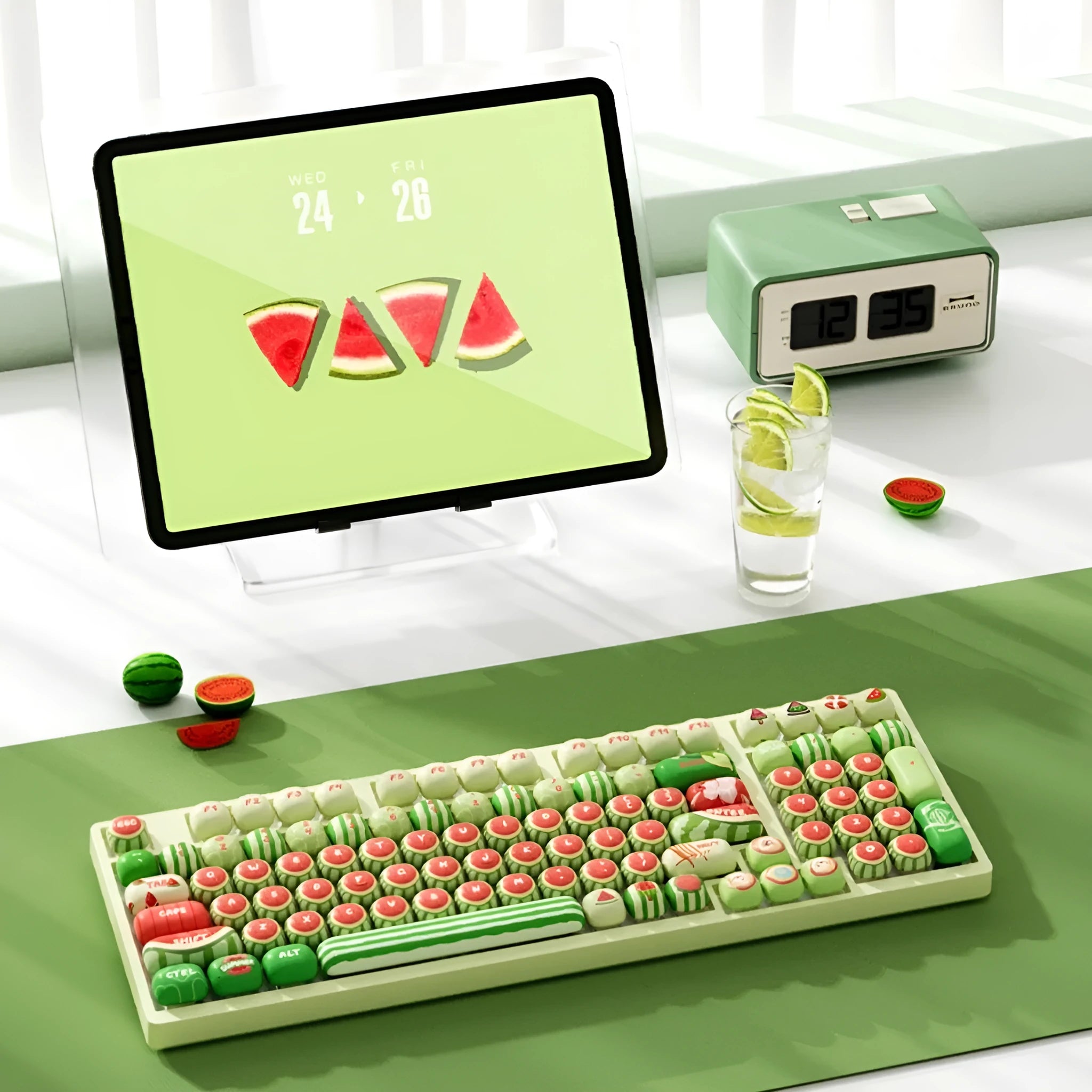 Watermelon theme mechanical keyboard key caps with sublimation printing on five sides