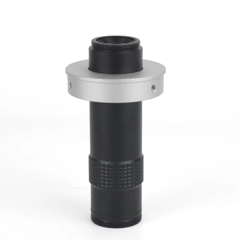 Black industrial camera monocular lens with 130x magnification and 60-300mm working distance