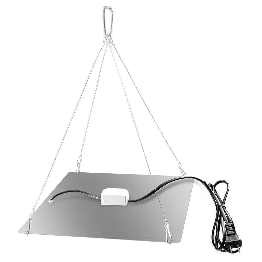 Silver aluminium plant growing light with LED beads and a mounting hook for indoor fruit and vegetable cultivation