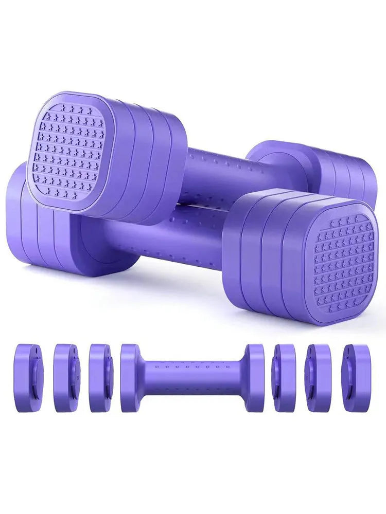 Women's adjustable dumbbell set with detachable 5 lb components in four colour options