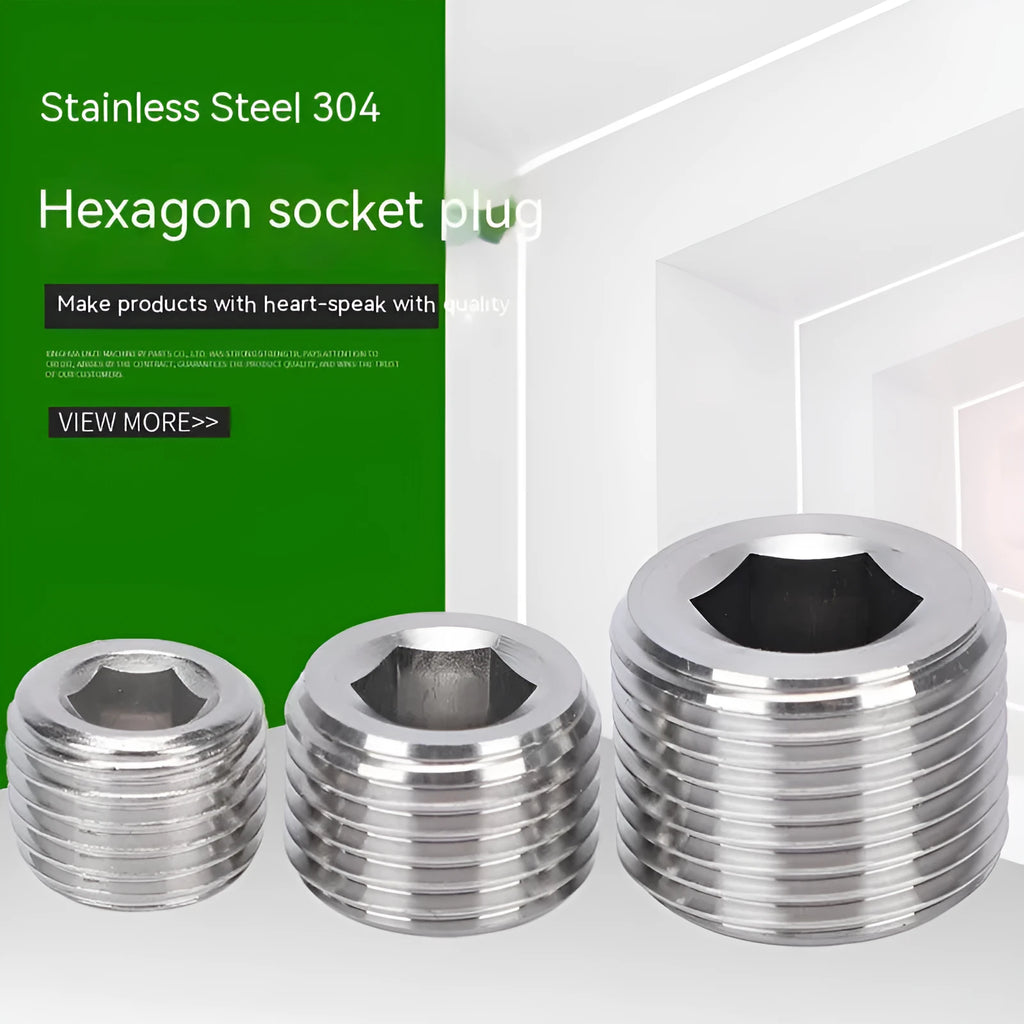 Stainless steel hexagon head bulkhead pipe plug for 3/8 inch series.