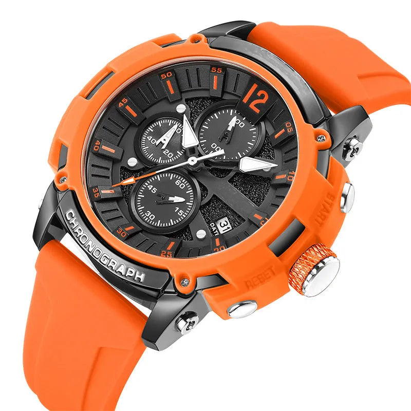 Men's multi-function luminous waterproof calendar watch with 51mm case in five colour options