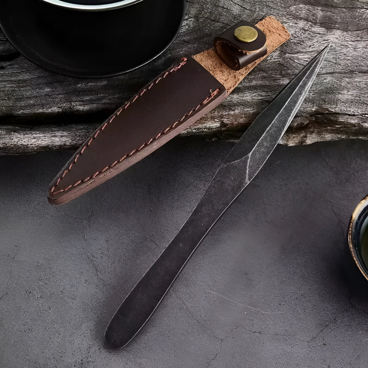 Black stainless steel tea knife hand pry tool for compressed Pu-erh tea, modern simplicity style, single tea accessory