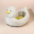Blue duck-shaped fluffy pet bed for small dogs and cats measuring 40x35cm
