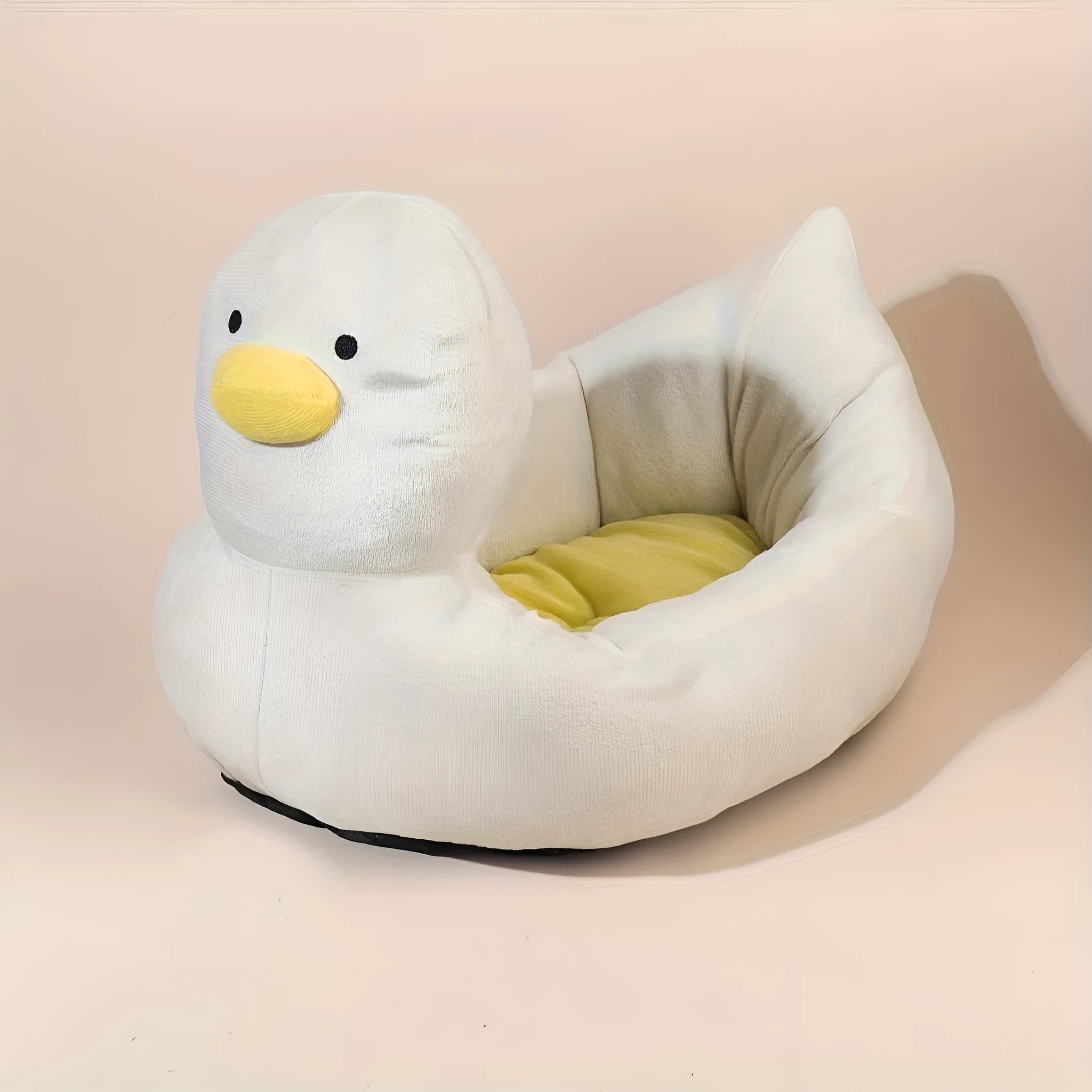 Blue duck-shaped fluffy pet bed for small dogs and cats measuring 40x35cm